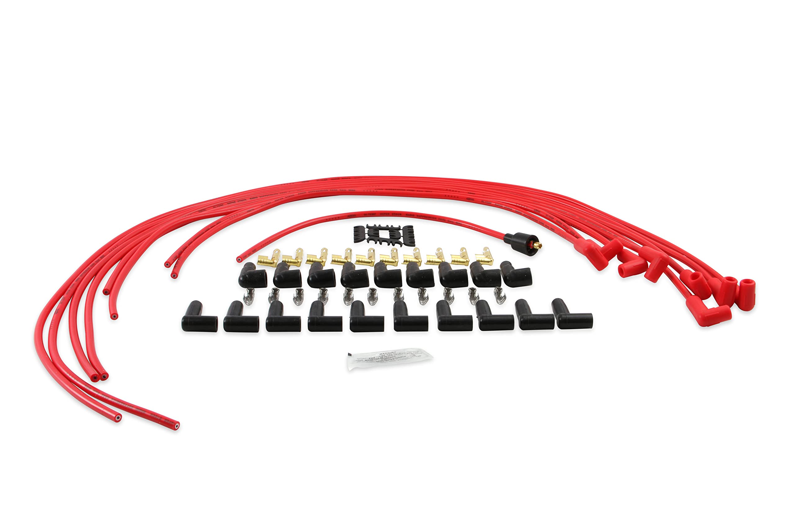 Spark Plug Wire Set- ACCEL 4041R - 8mm - Super Stock Universal with Graphite Core - Red Wire with Red 90 Degree Boots