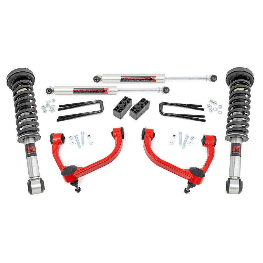 3" Rough Country Suspension Lift Kit w/M1 Struts for 09-13 F-150 4WD - 54440RED