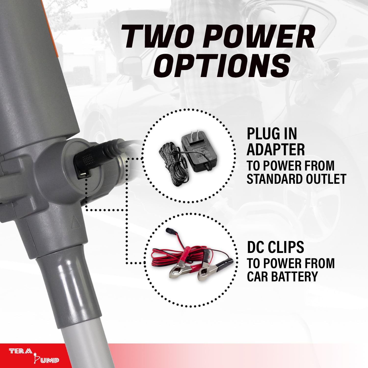 Multipurpose TERA PUMP Electric Powered Liquid Transfer Pump / E85 Fuel Transfer Pump - 110V AC / 12V DC, 2.4 GPM