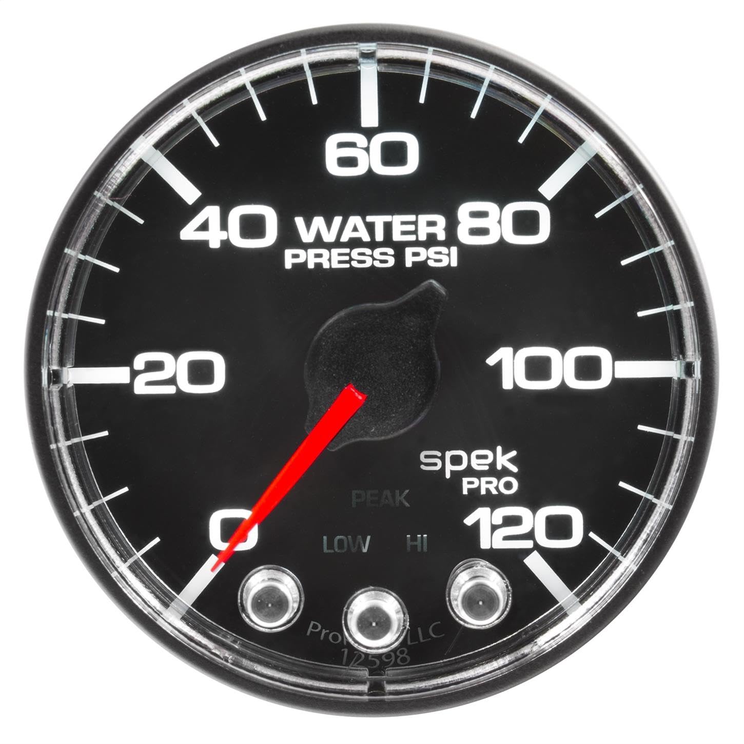 AutoMeter Gauge P345318 Water Press (Spek-Pro 2 1/16", 120Psi, Stepper Motorwith Peak & Warn, Blk/Chrm, Spek-Pro)