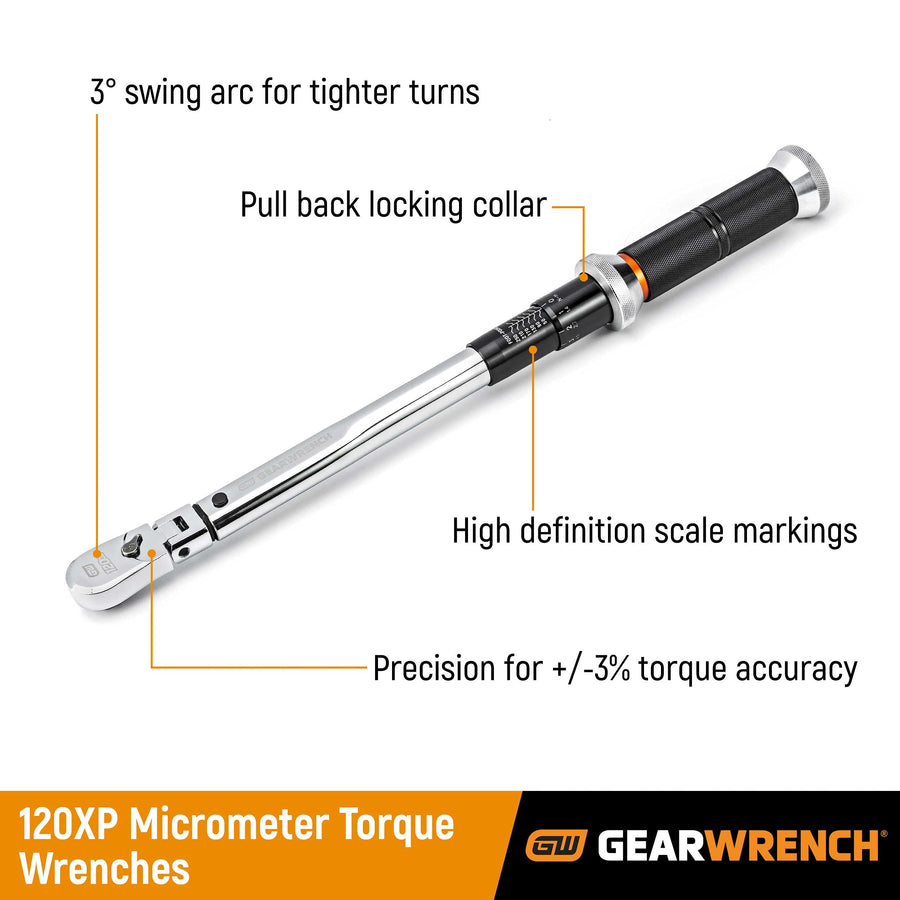 1/4" Drive GEARWRENCH 120XP Micrometer Torque Wrench, 30-200 in/lbs. - 85171