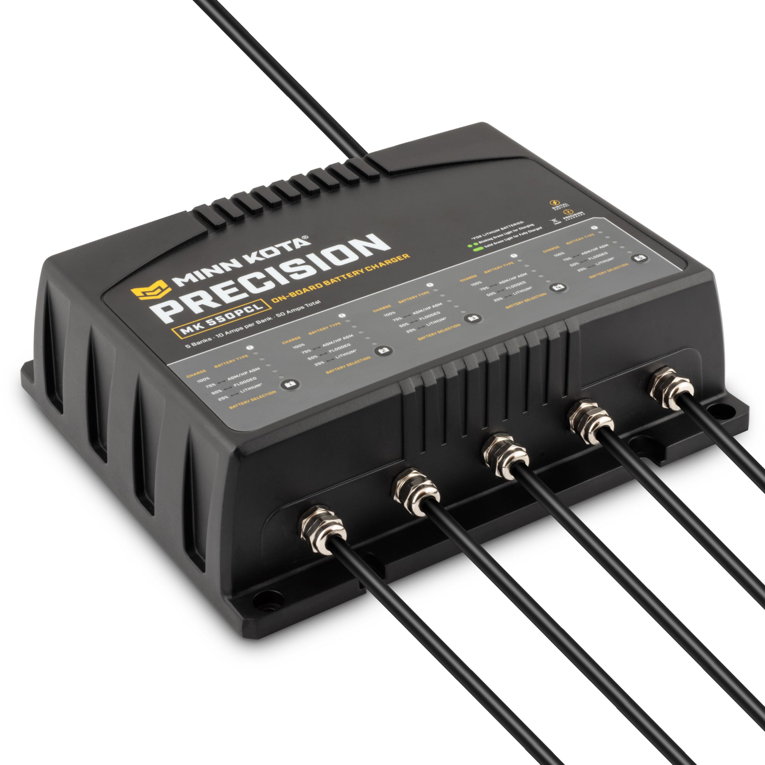 Minn Kota MK-550PCL Precision On-Board Marine Battery Charger – 5 Banks, 10 Amps Each