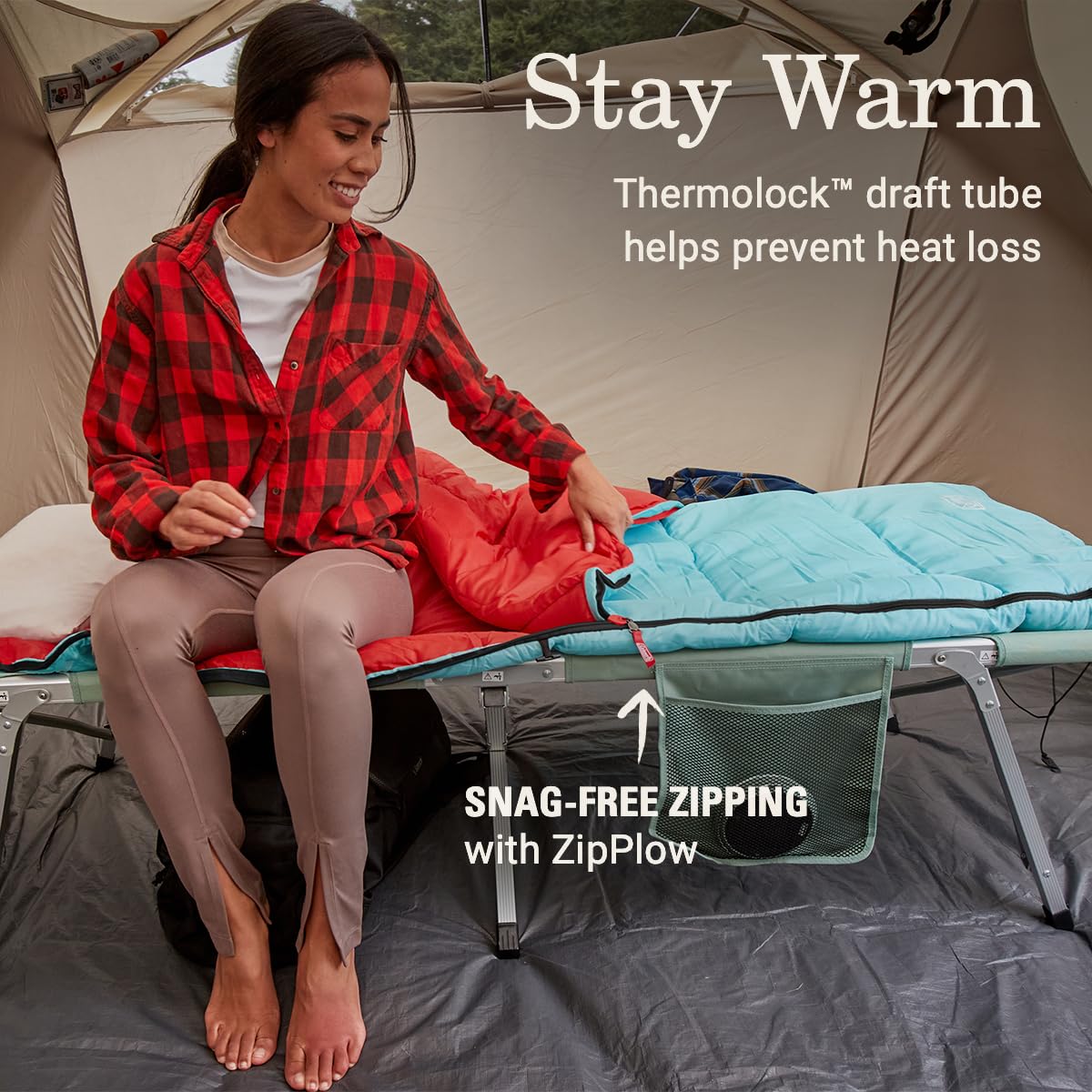 Coleman 30/40/50°F Flatlands Sleeping Bag, Made from 100% Recycled Material, Big & Tall Options, Cool-Weather Sleeping Bag for Camping, Sleepovers, Guests & More