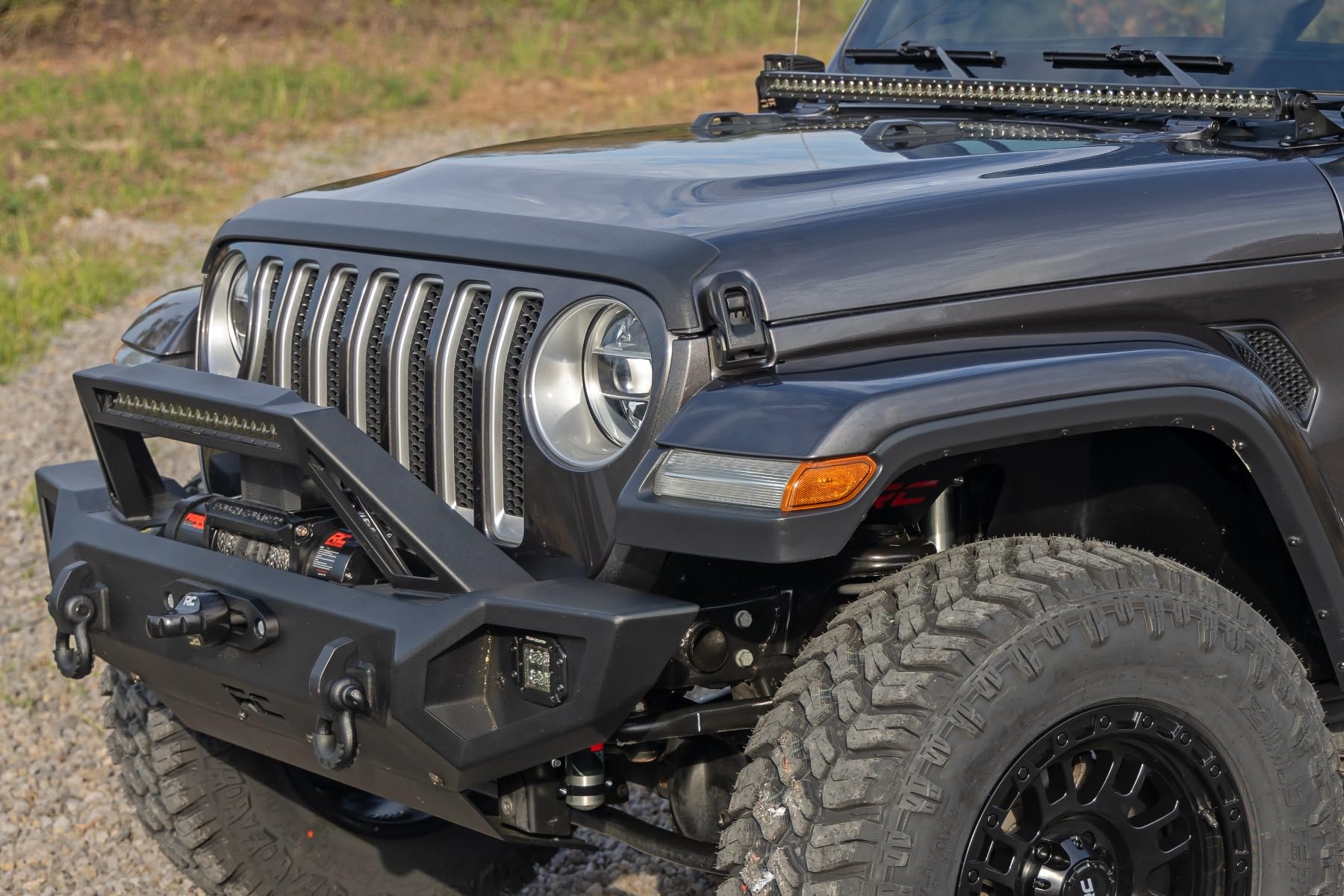 Front Hood Protector Rough Country for Jeep Wrangler JL/Unlimited (2018-2025) - High-Density Thermoplastic, UV-Resistant, Easy Install Trail Cladding