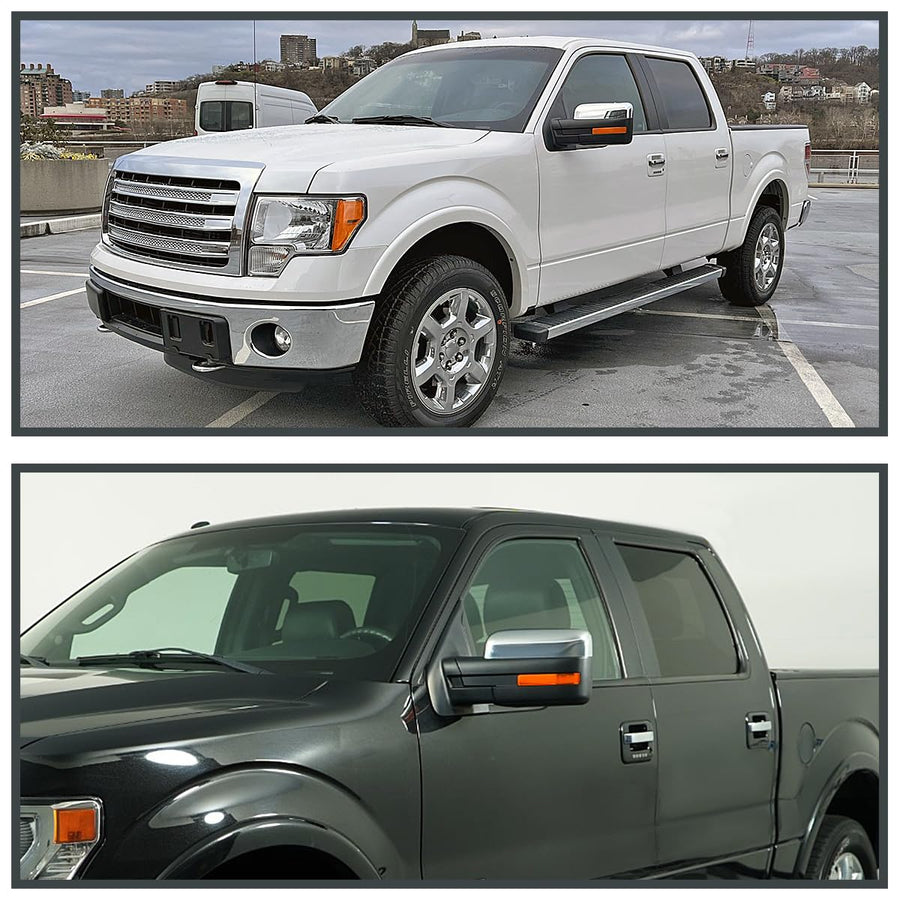 Left Driver Side Power Heated Chrome Mirror w/LED Signal + Puddle Light SPEC-D TUNING Compatible with 2007-2014 Ford F150 F-150 Truck