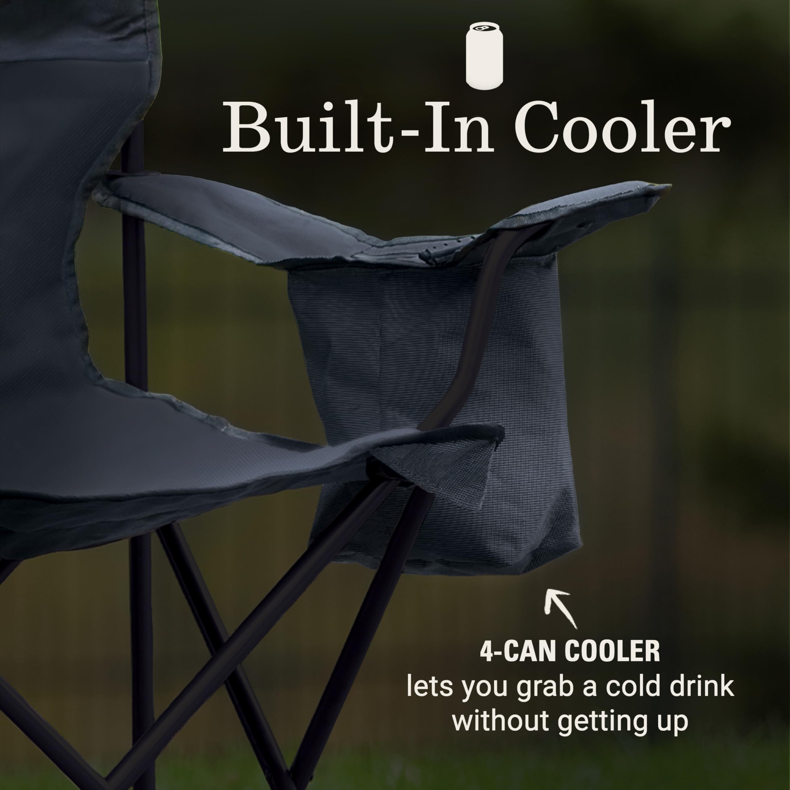 Coleman Camping Chair Portable with 4-Can Cooler, Cushioned Seat & Back with Side Pockets & Cup Holder, Carry Bag Included, Great for Camping, Tailgating, Firepits, Patio, & More