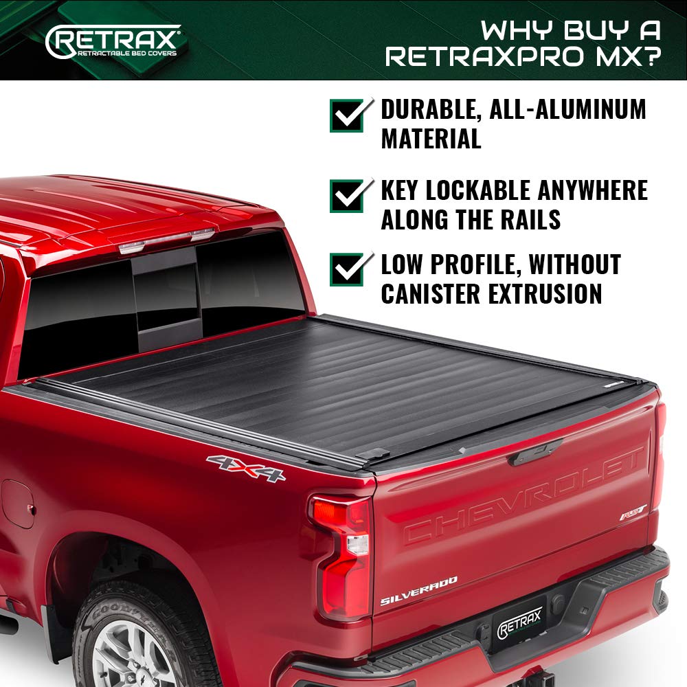 80233 RetraxPRO MX Retractable Truck Bed Tonneau Cover | Fits 2009 - 2018, 2019 - 2020 Classic Dodge Ram 1500, 2010-21 2500/3500 8' Bed (96.3")