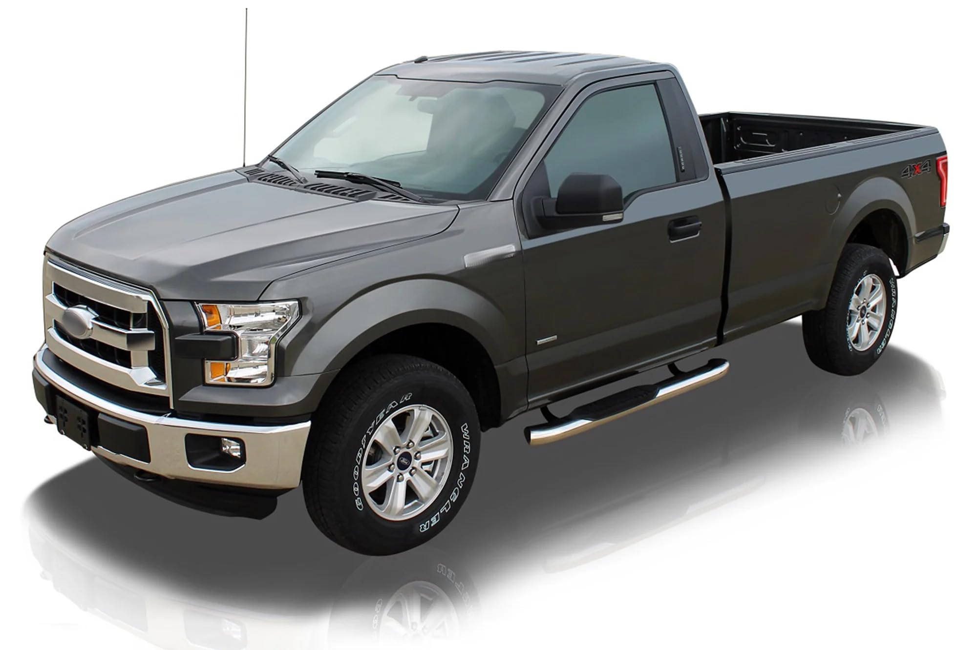 1501-0581 Raptor Series (07-17) Chevy Silverado/GMC Sierra 1500/2500/3500 Regular Cab 4" OE Style Curved SS Oval Steps (Rocker Panel Mount)