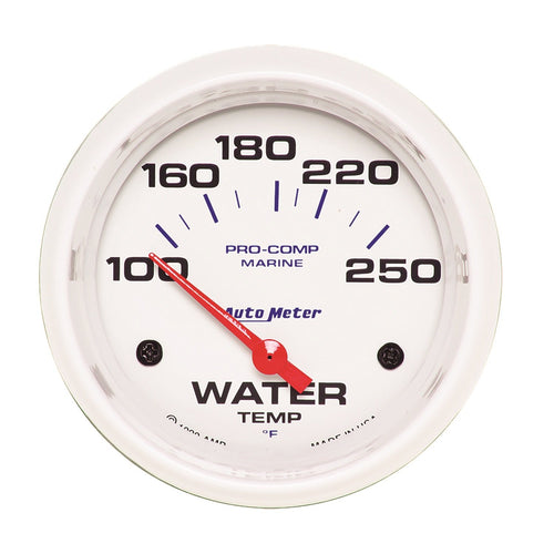 AUTO METER Water Temp Gauge, 2 5/8", 100-250ºf, Electric, Marine White (200763)