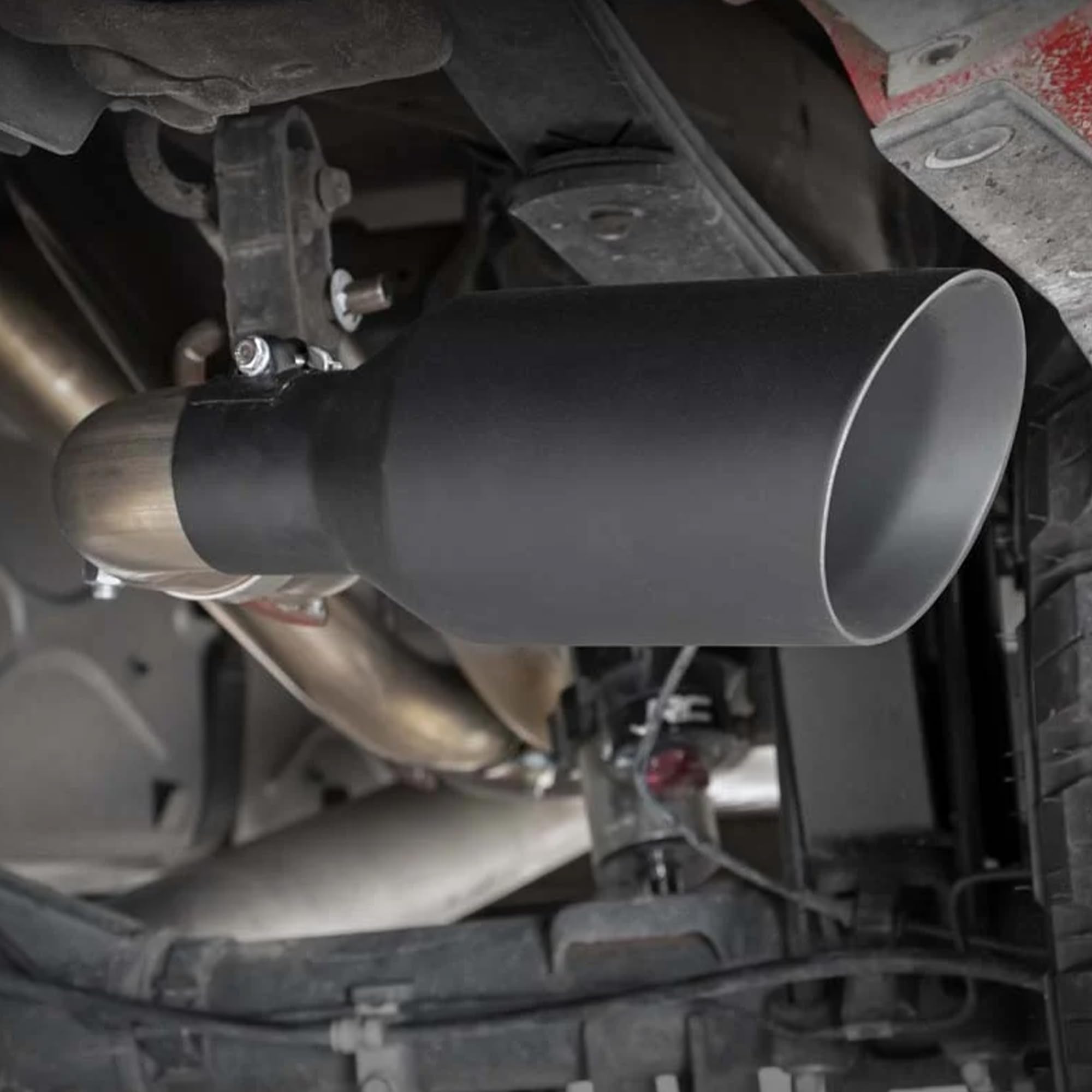 Rough Country Dual Cat-Back Exhaust with Black Tips for GMC Sierra & Chevy Silverado 1500 (2014-2018) 5.3L Engine - Performance Tuned Growl