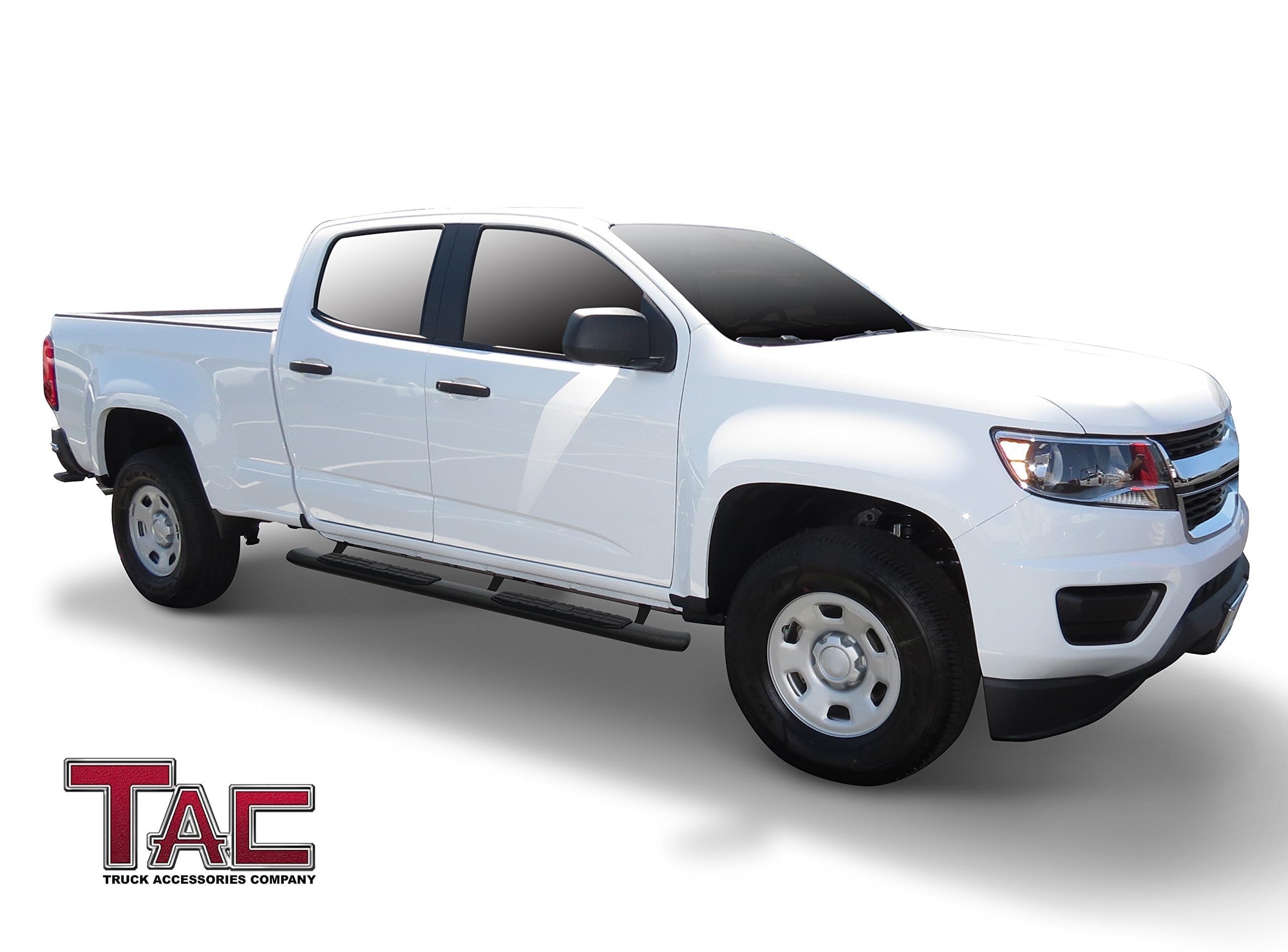 2015-2025 Chevy Colorado/GMC Canyon Crew Cab Pickup Truck TAC Side Steps 4.25" Oval Bend Texture Black Nerf Bars Running Boards (Texture Powder Coating Brackets)