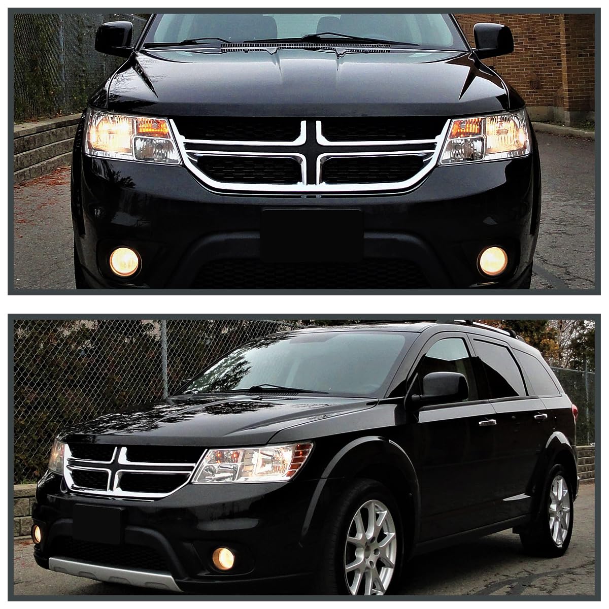 Chrome Headlights SPEC-D TUNING Compatible with 2009-2020 Dodge Journey, Left + Right Pair Headlamps Assembly