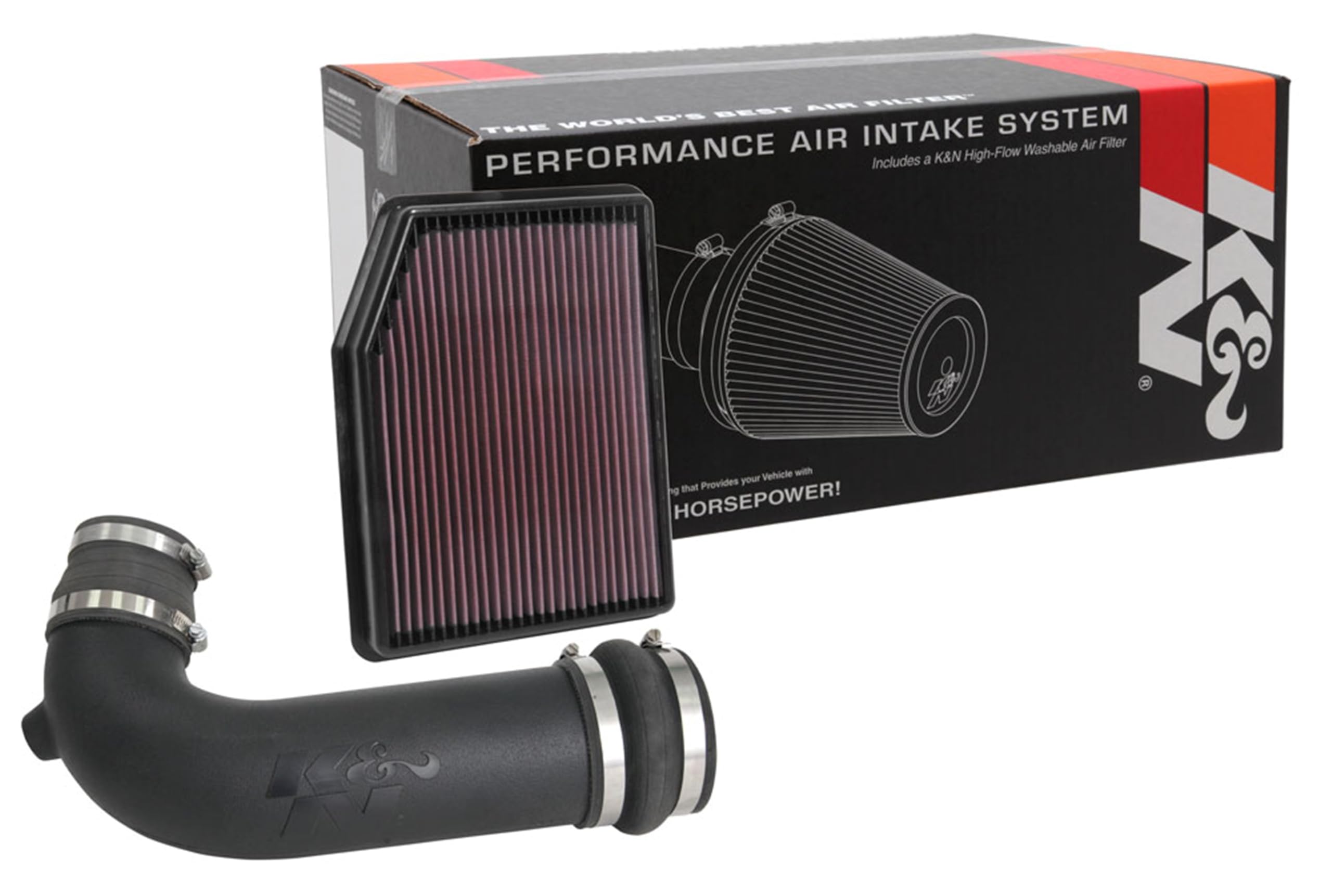 Cold Air Intake Kit K&N: High Performance, Increase Horsepower up to 9.8HP / 12.4TQ: Compatible with 2019-2020 CHEVROLET Silverado 1500; 2019-2020 GMC Sierra 1500, 57-3116