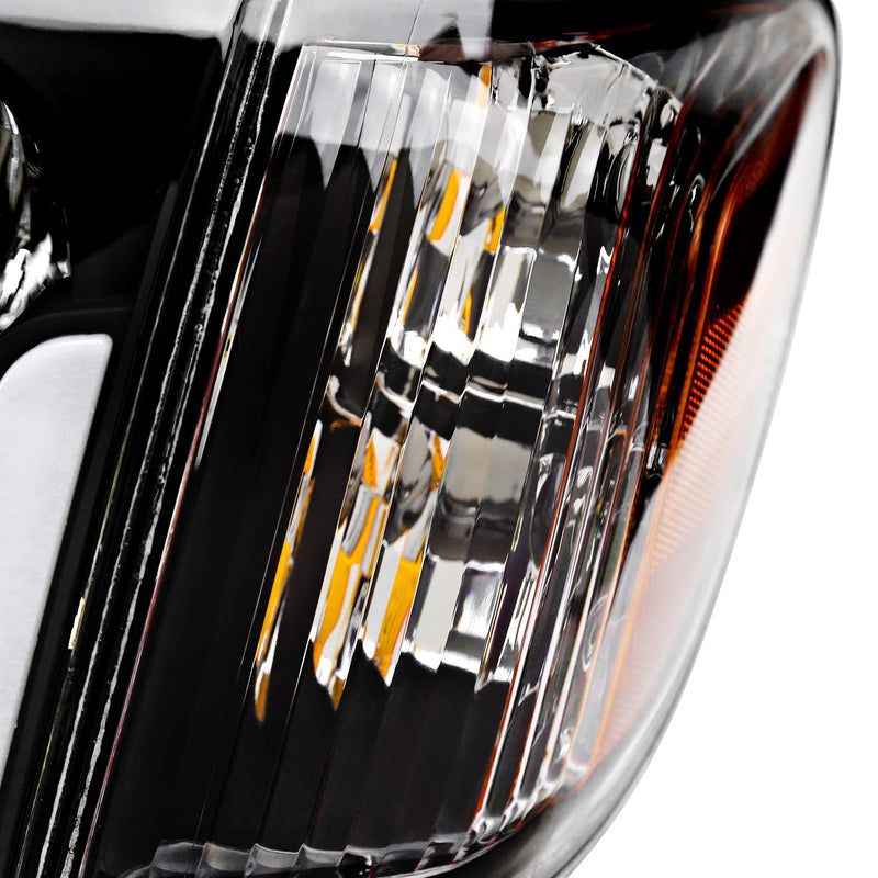 Black LED Tube Headlights + Corner Lights SPEC-D TUNING Compatible with 2005-2006 Toyota Tundra, Left + Right Pair Headlamps Assembly