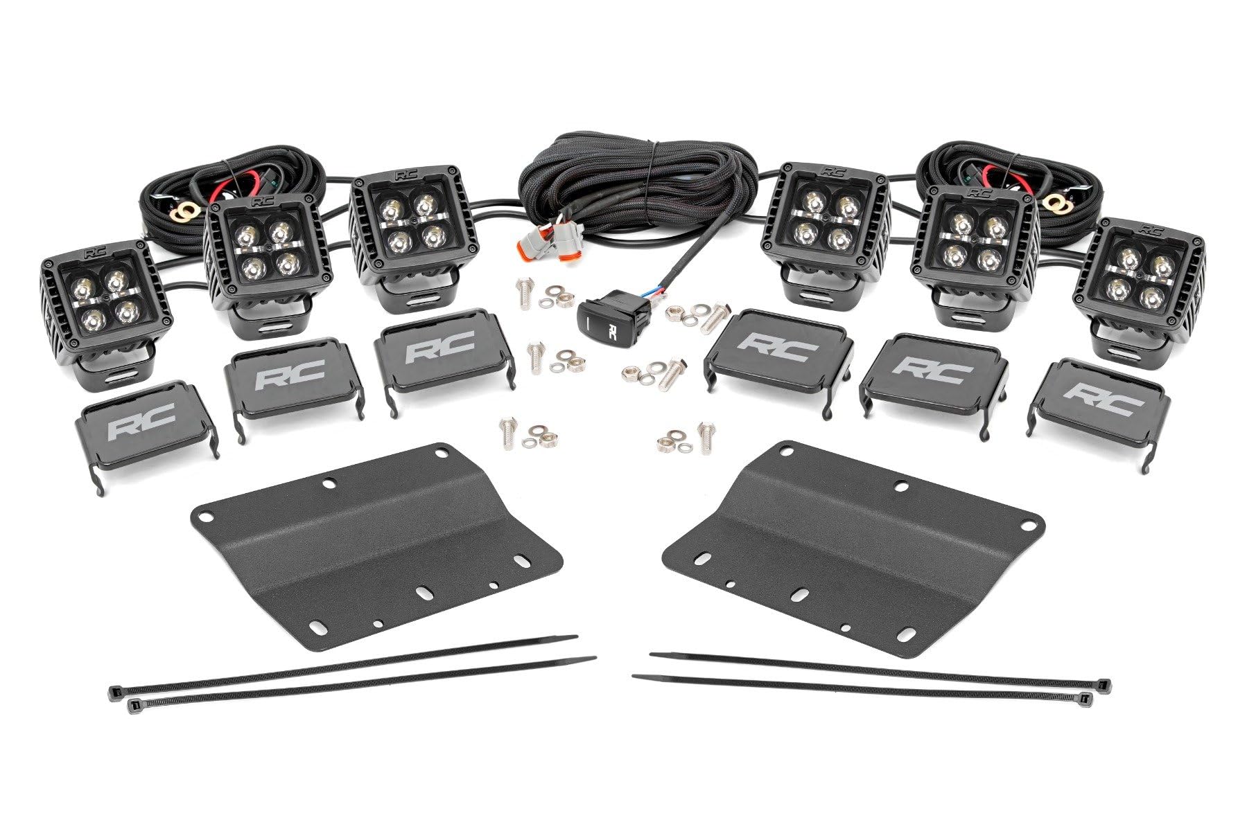 Rough Country Triple LED Fog Light Kit DRL for Ford Bronco (2021-2024) - White DRL