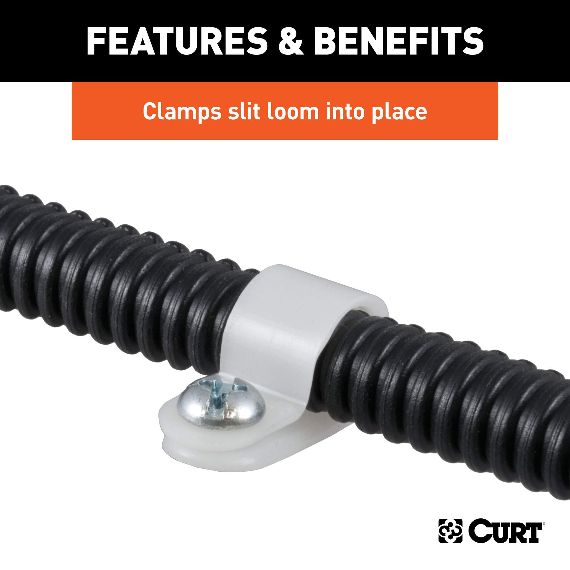 3/8-Inch CURT Convoluted Slit Loom Wire Protection Tube Clamps, 25-Pack