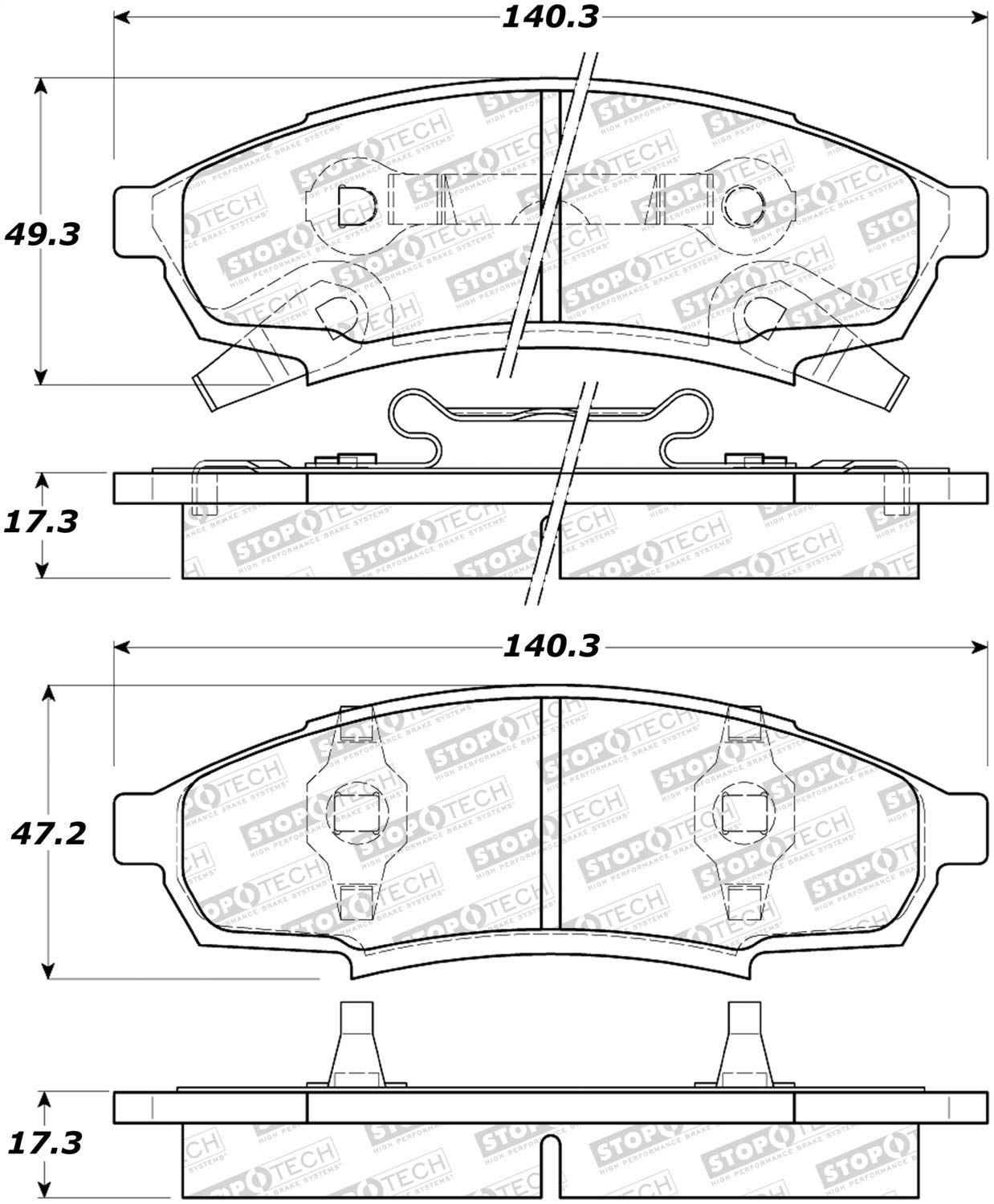 Front StopTech 308.03760 Brake Pads with Shims and Hardware Street