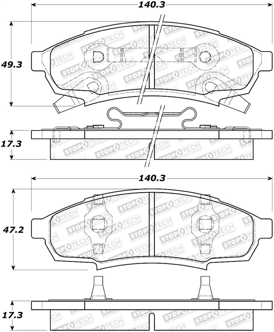 Front StopTech 308.03760 Brake Pads with Shims and Hardware Street