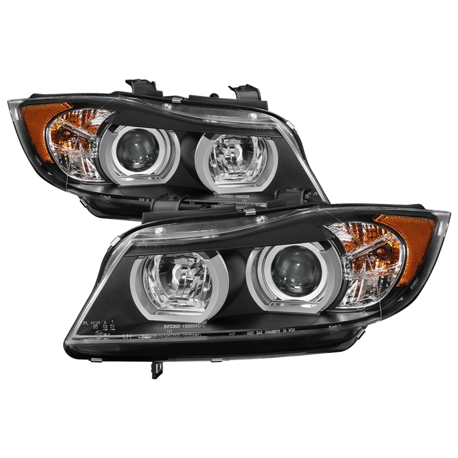 BMW E90 3-Series 06-08 4DR Spyder 5083852 Version 2 Projector Headlights - HID model Non AFS Only (Not compatible with Halogen model and HID model With AFS) - Light Bar DRL - Black