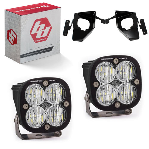 Baja Designs Fog Pocket Squadron Sport LED Light Kit fits Chevy Silverado, Sierra 1500 2016-2018 (Wide Cornering; Clear)