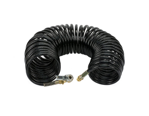 Viair Black Braided Coil Hose 35 Ft., with 1/4" M Swivel, with Close Ended Clip-On Chuck