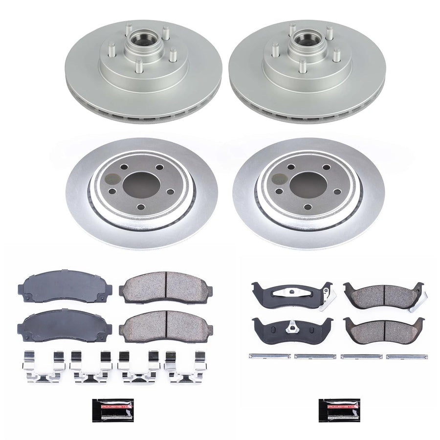 Power Stop Z17 CRK7003 Front and Rear Coated Rotor Kit-Coated Brake Rotors & Ceramic Brake Pads For Ford Ranger 2010-2011 [Model Specific]