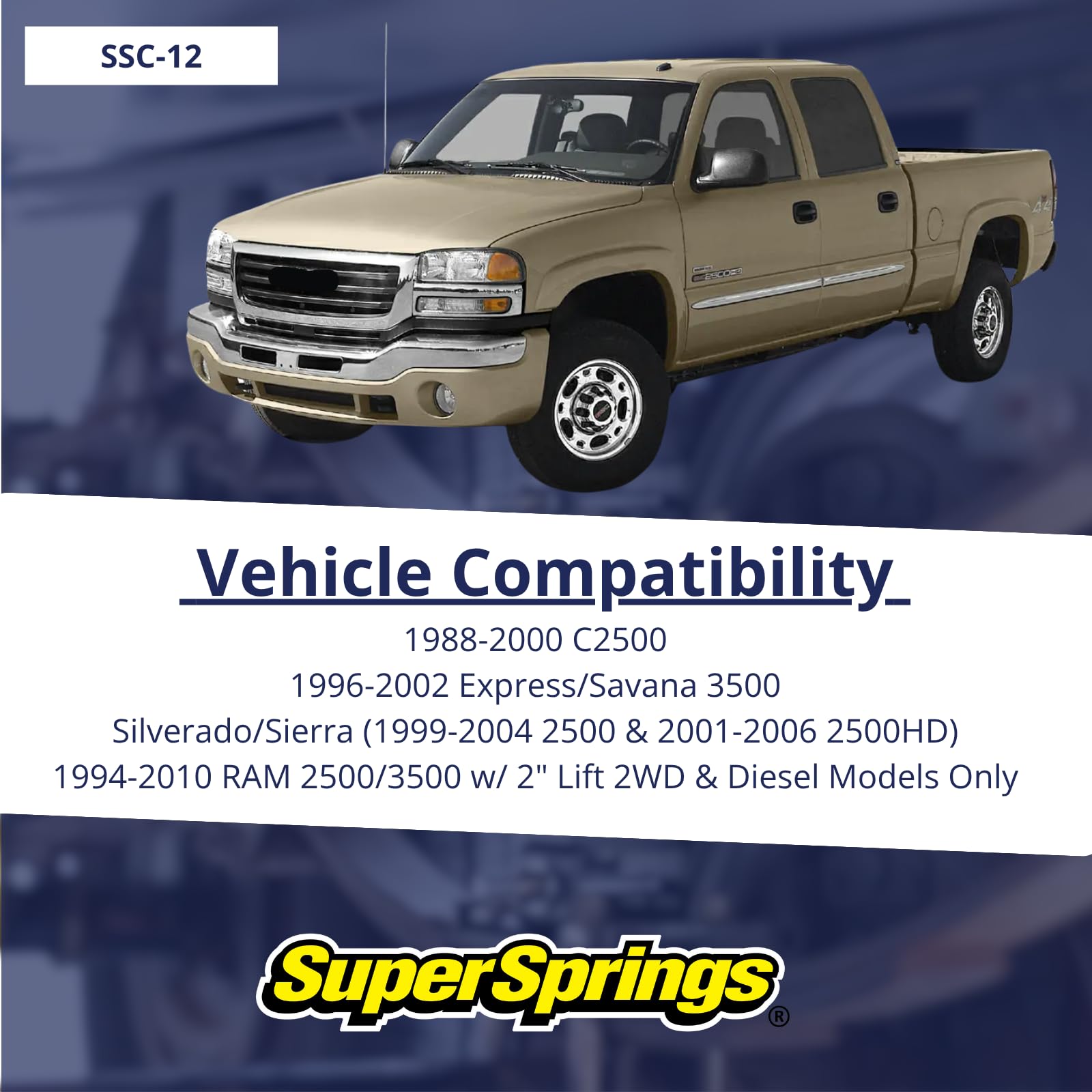 SuperSprings SSC-12 | Chevrolet|GMC C20|C25, SuperCoils for Chevrolet|GMC Express|Savana 2500|3500, RAM 2500|3500, Black