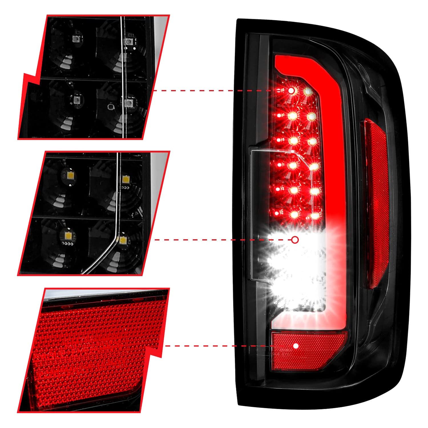 15-21 GMC Canyon ANZO LED Taillights w/Light Bar Black Housing Clear Lens (311405)