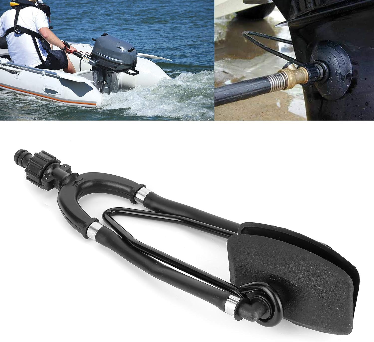 Universal Outboard Dual Water Feed attwood 16208-7 Rectangular Motor Flusher, Black