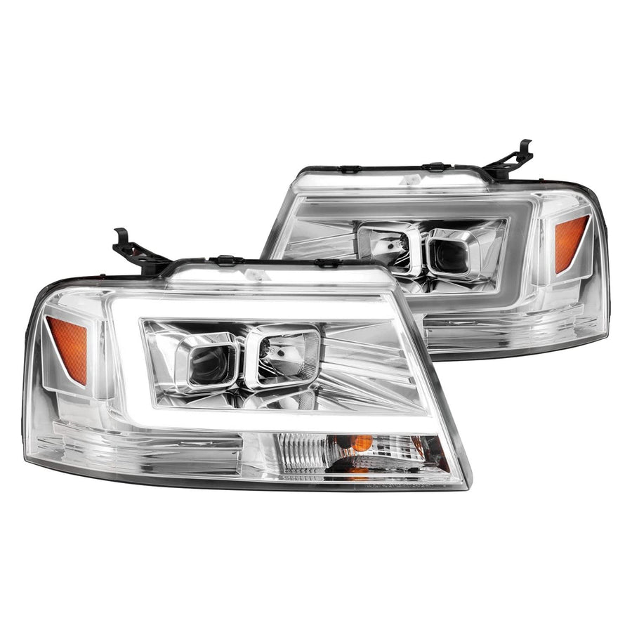 2004-2008 Ford F-150 ANZO Projector Headlights w/Light Bar Chrome Housing (111542)