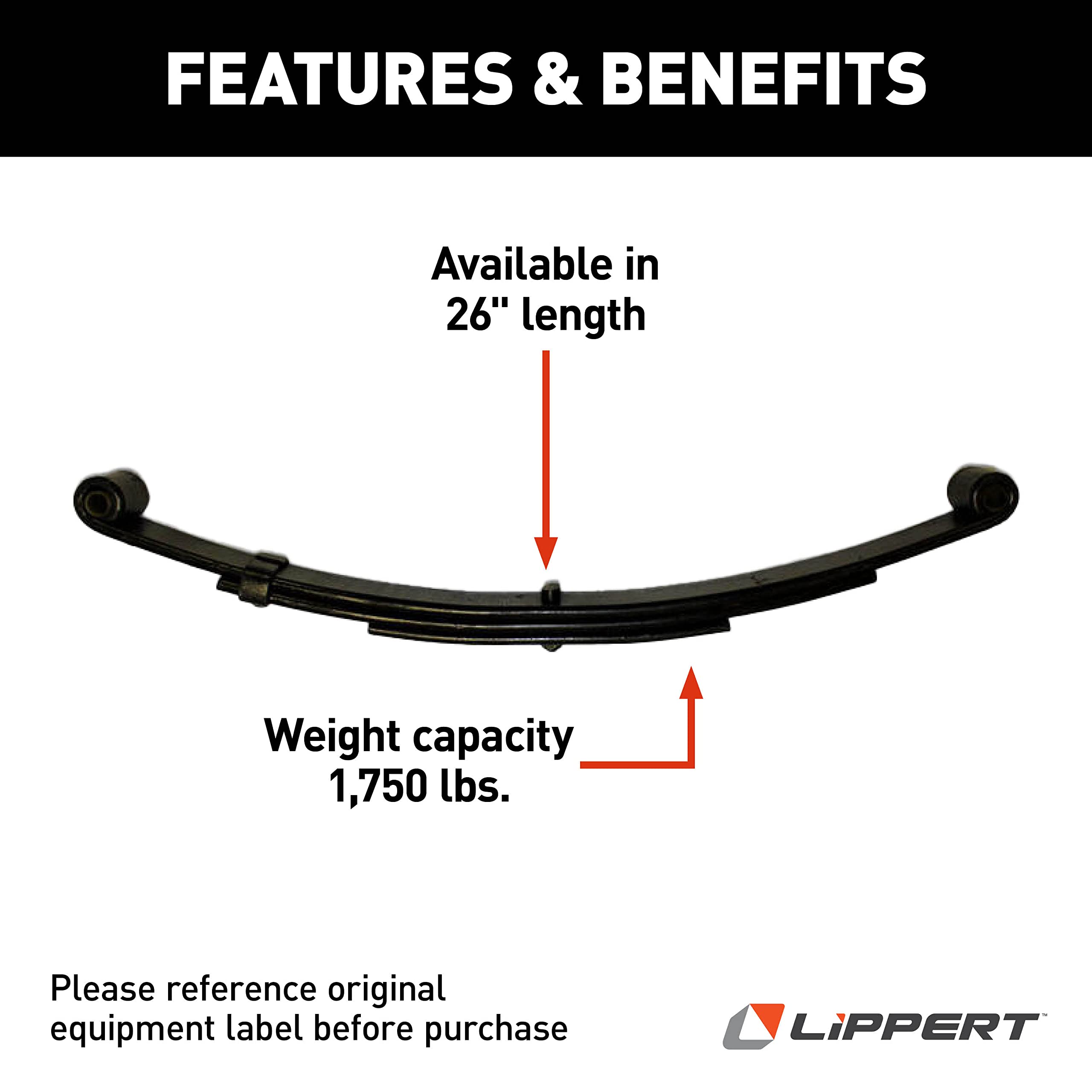 26" Lippert Replacement Double-Eye Leaf Spring for RV Trailer Suspension Systems with 1,750-lb. Weight Capacity - 124903