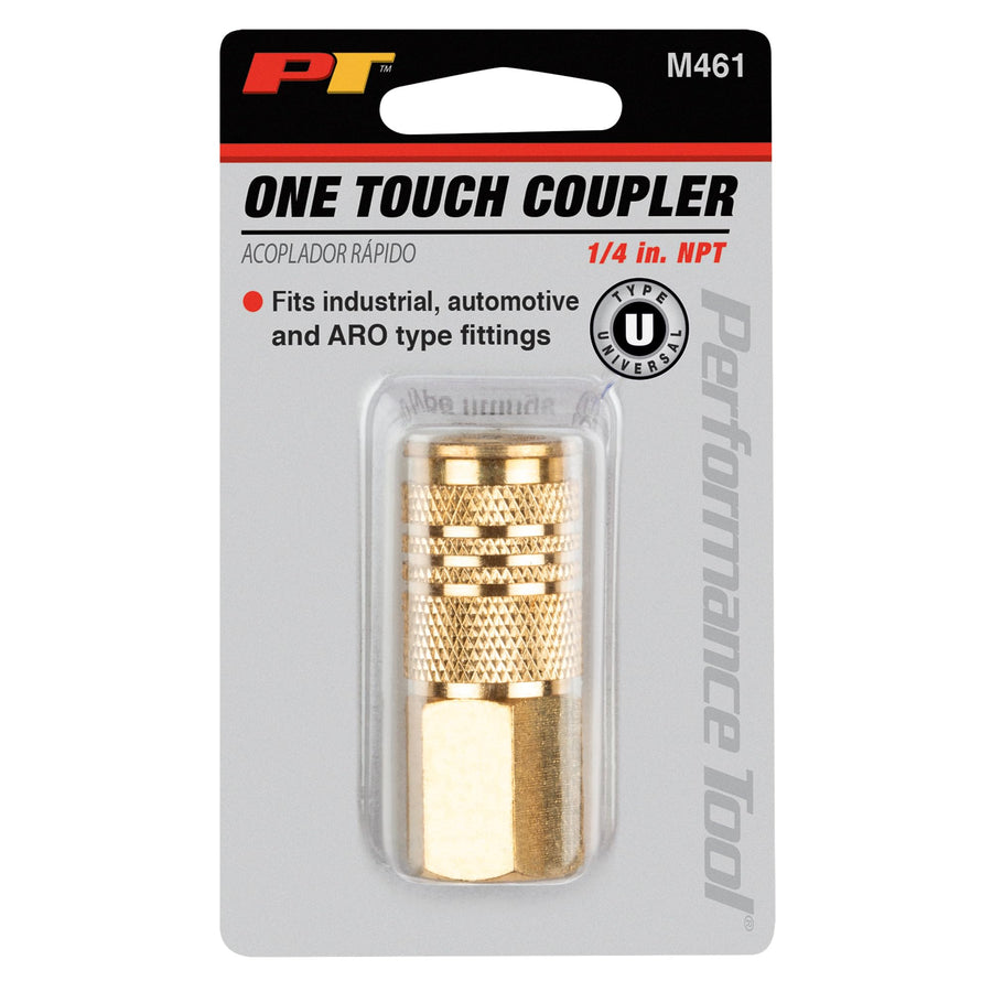 One-Touch Performance Tool M461 Brass Fitting for Industrial, Automotive, and ARO Applications - 1/4 Female NPT Compatible with Milton, Truflate