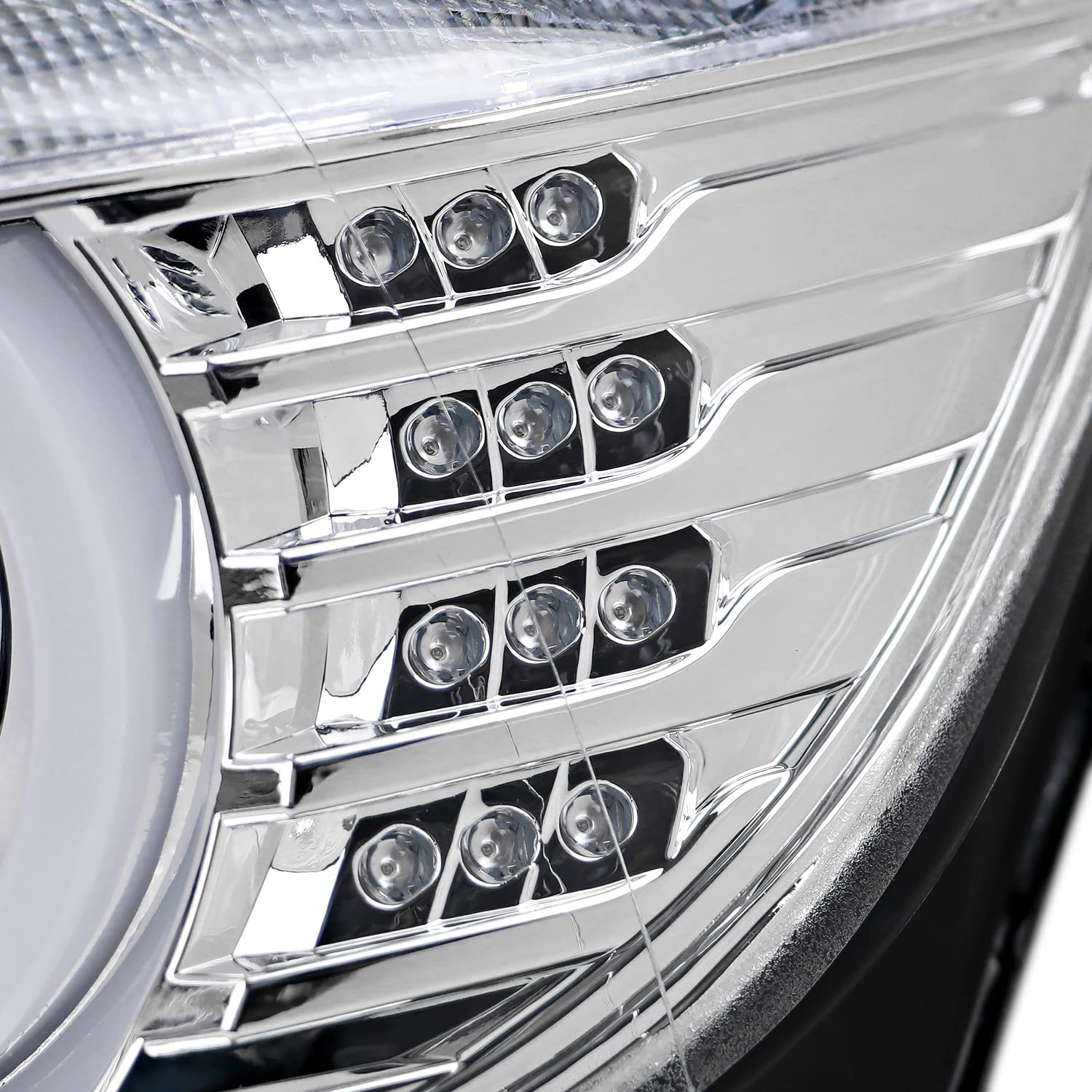 LED U-Halo Projector Headlights SPEC-D TUNING w/LED Strip Compatible with 2012-2015 BMW F30 3-Series Sedan HID Type, Left + Right Pair Headlamps Assembly