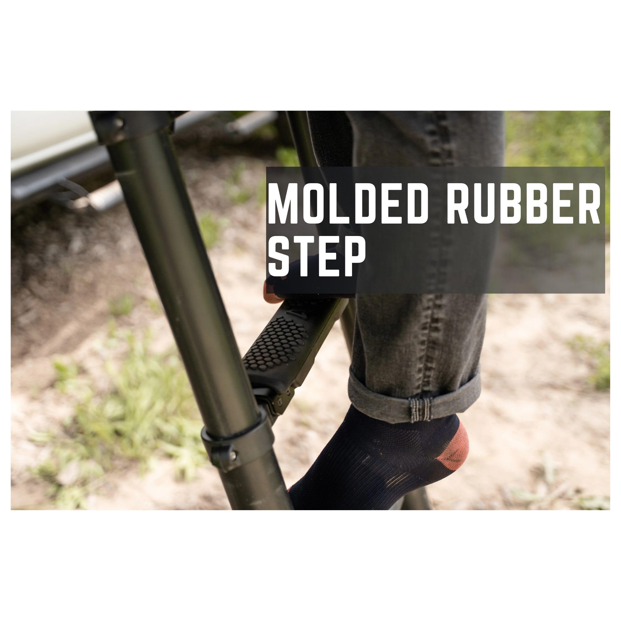Ladder ROAM Soft Steps - Durable Stainless Steel Hardware, Molded Rubber Step for Maximized Comfort, Secure Attachment with Metal Mounting Strap, Step Ladder - Easy Install - Molded EPDM Rubber (1PC)