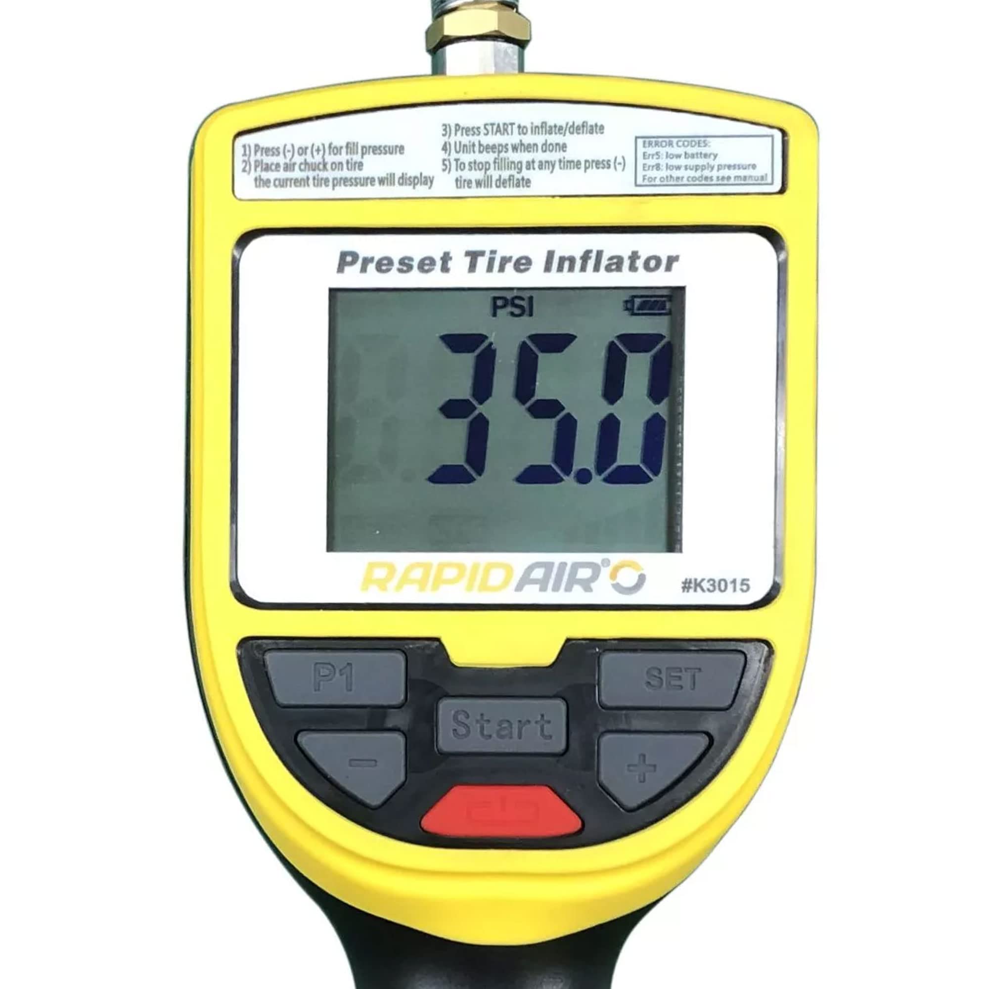Rapidair Automatic Tire Inflator 175 PSI Rapid Air K3015 Pressure Preset Digital Display