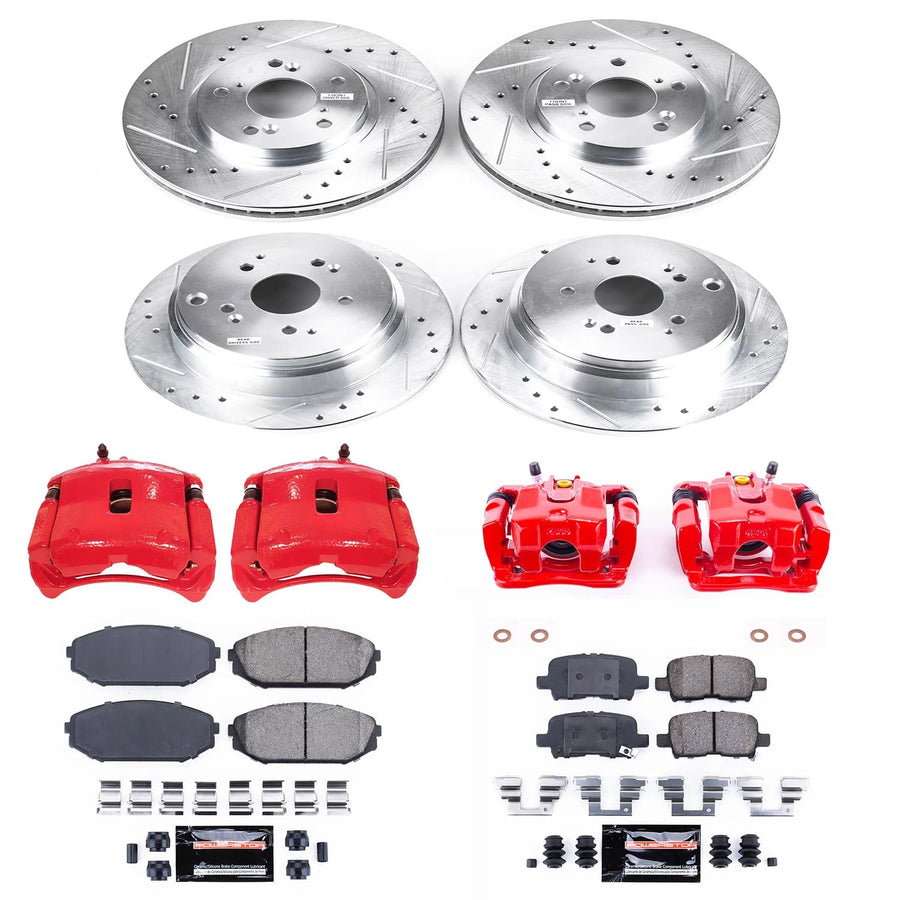 Power Stop Z23 KC4459 Evolution Sport Front & Rear Brake Caliper Kit- Brake Rotors, Brake Pads and Brake Calipers For Honda Odyssey 2002-2004 [Model Specific]