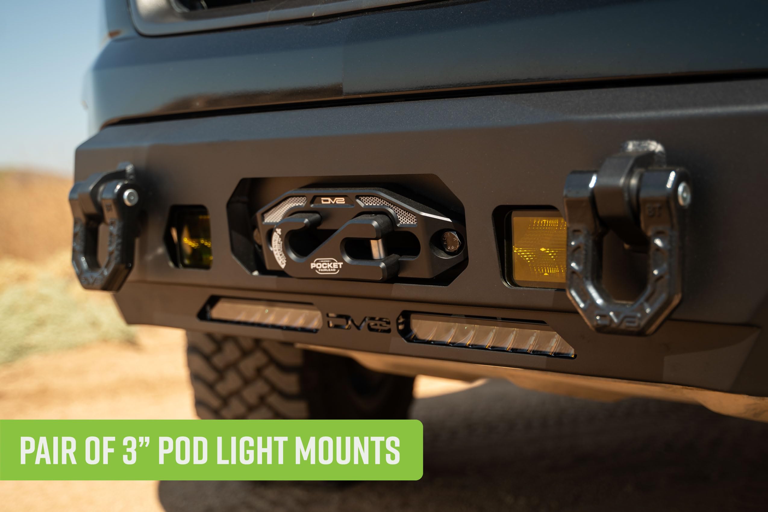 Centric DV8 Offroad Front Bumper for 2015-2020 Chevy Colorado | Center Mount Design | (1) 20" Light Bar Mount | Heavy-Duty Winch Mount | Pair of D-Ring Mounts | (2) 3" Pod Light Mounts | Steel