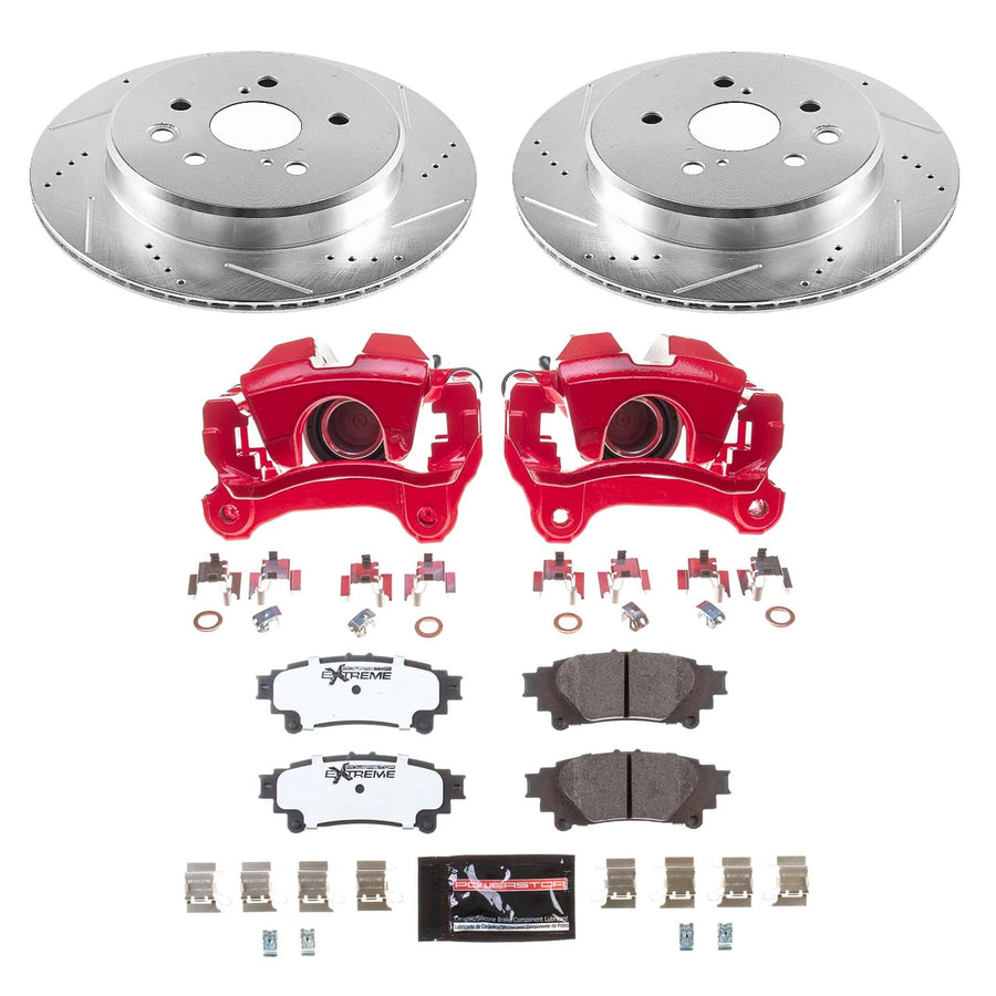 Power Stop Z26 KC6514-26 Rear Brake Kit-Drilled/Slotted Rotors, Carbon Ceramic Brake Pads & Calipers For GS200t, GS300, GS350, GS450h, IS200t, IS300, IS350, RC200t, RC300, RC350 [Model Specific]