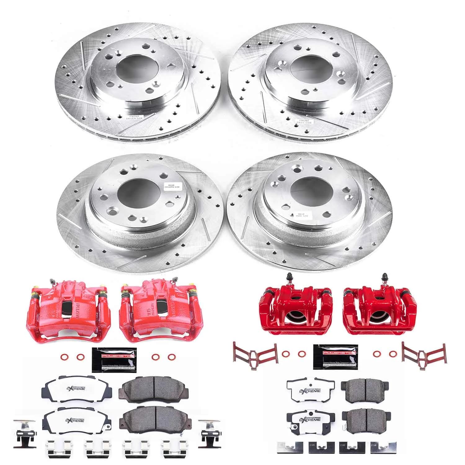 Power Stop Z26 KC2717-26 Front and Rear Caliper Kit-Brake Rotors, Carbon Ceramic Brake Pads, Calipers For Acura Legend 1991-1995 [Model Specific]
