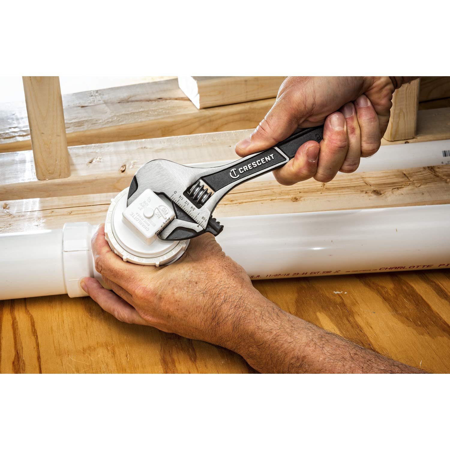 Wide Jaw Crescent Adjustable Wrench - Home Improvement, Repair & Garage Hand Tool - Wide Mouth Versatile Plumbing Tool - 6" - ATWJ26VS