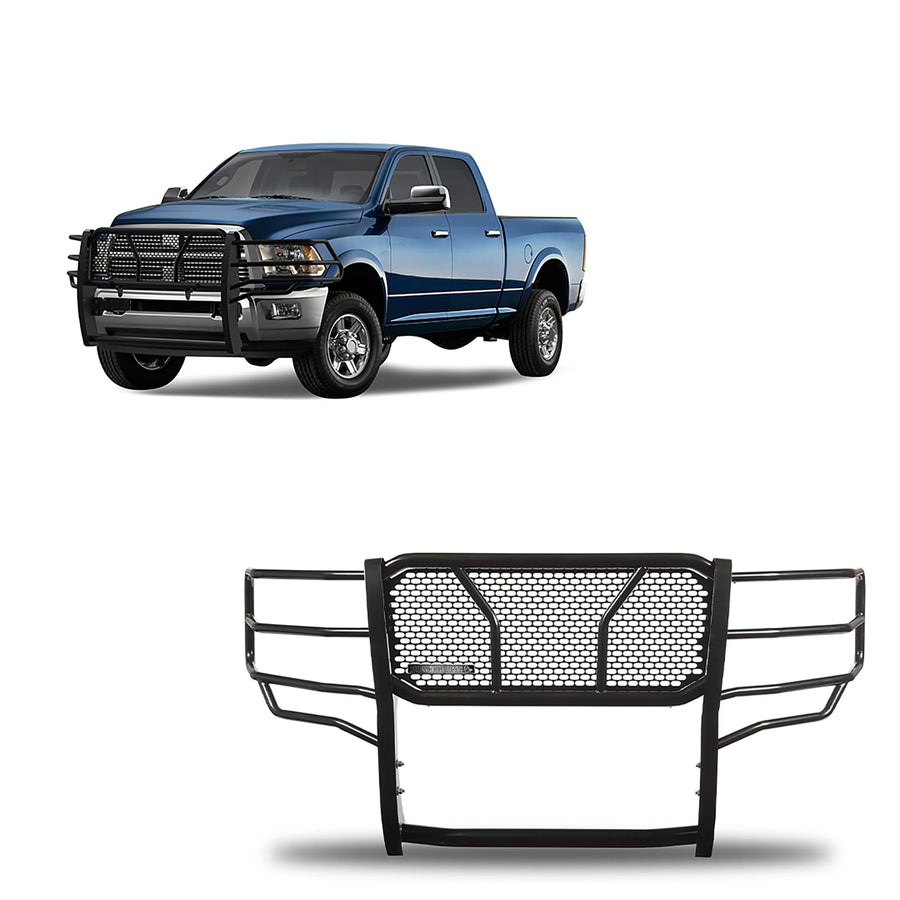 RUGGED Black Horse Heavy Duty Grille Brush Bumper Guard Modular Black Compatible with 2010-2010 Dodge Ram 2500|2010-2010 Dodge Ram 3500|2011-2018 Ram 2500|2011-2018 Ram 3500-RU-DORA10-B