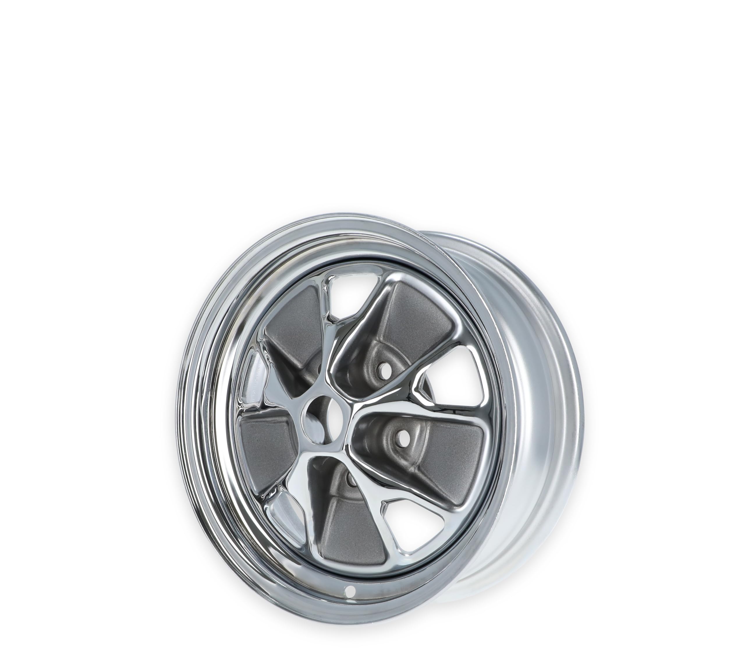 C5ZZ-1007-AR Scott Drake 65 Styled Steel Wheel 14x5 3 bs Chrome/Charcoal Inserts