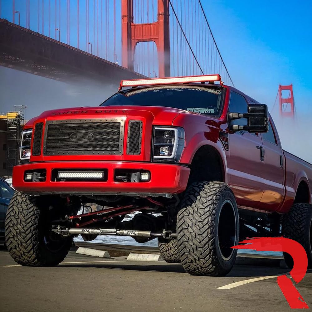 RECON - Premium Projector Headlights Fits 2008-2010 Super Duty (F250 F350 F450 F550) OLED Halos, DRL - Smoked Lens