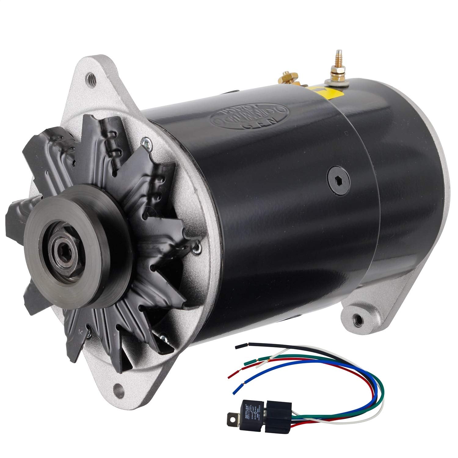 PowerGEN Alternator Powermaster 82051-4 (GM Black Long 90A 12V 1957-'58 Buick "Push to Start" w/Pulley for 3/8" Belt), 1 Pack
