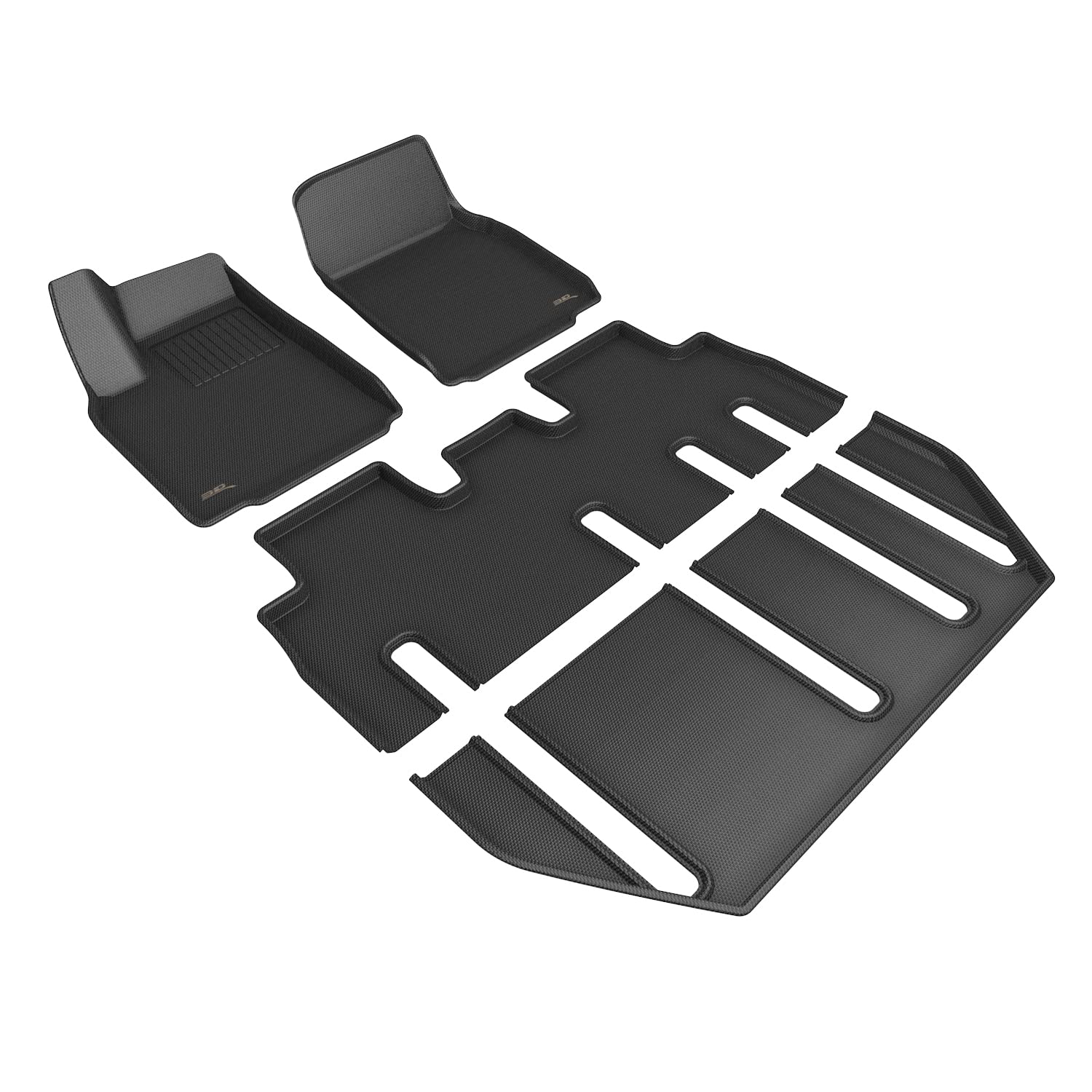 3D MAXpider Kagu Custom Fit Floor Mat (Black) Compatible with Tesla Model X 7-Seat 2022-2026 - Full Set
