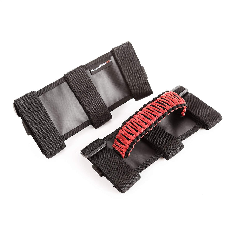 Grab Handle Kit Rugged Ridge 13505.31, Paracord, Red/Black; 55-Current Jeep CJ/Wrangler/Gladiator