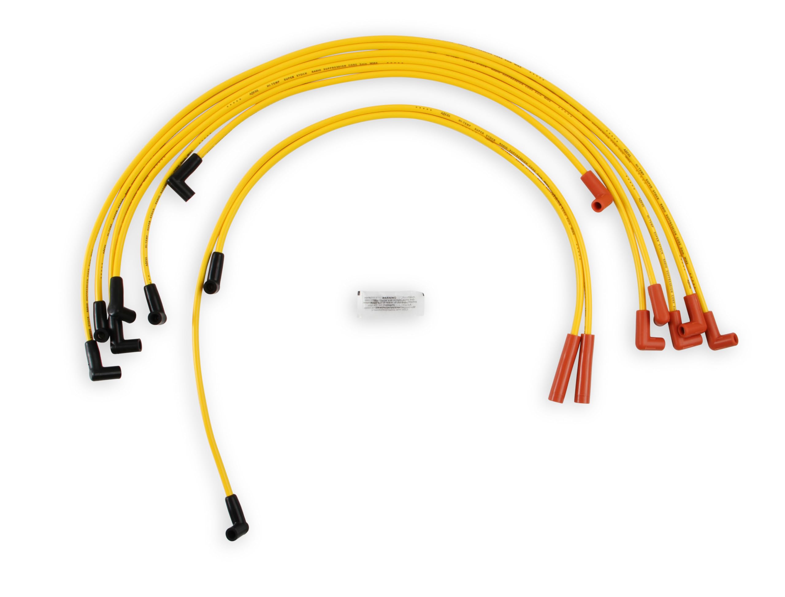 4049 ACCEL Spark Plug Wire Set - 8mm - Super Stock - Graphite Core - Yellow with HEI Style Boots-