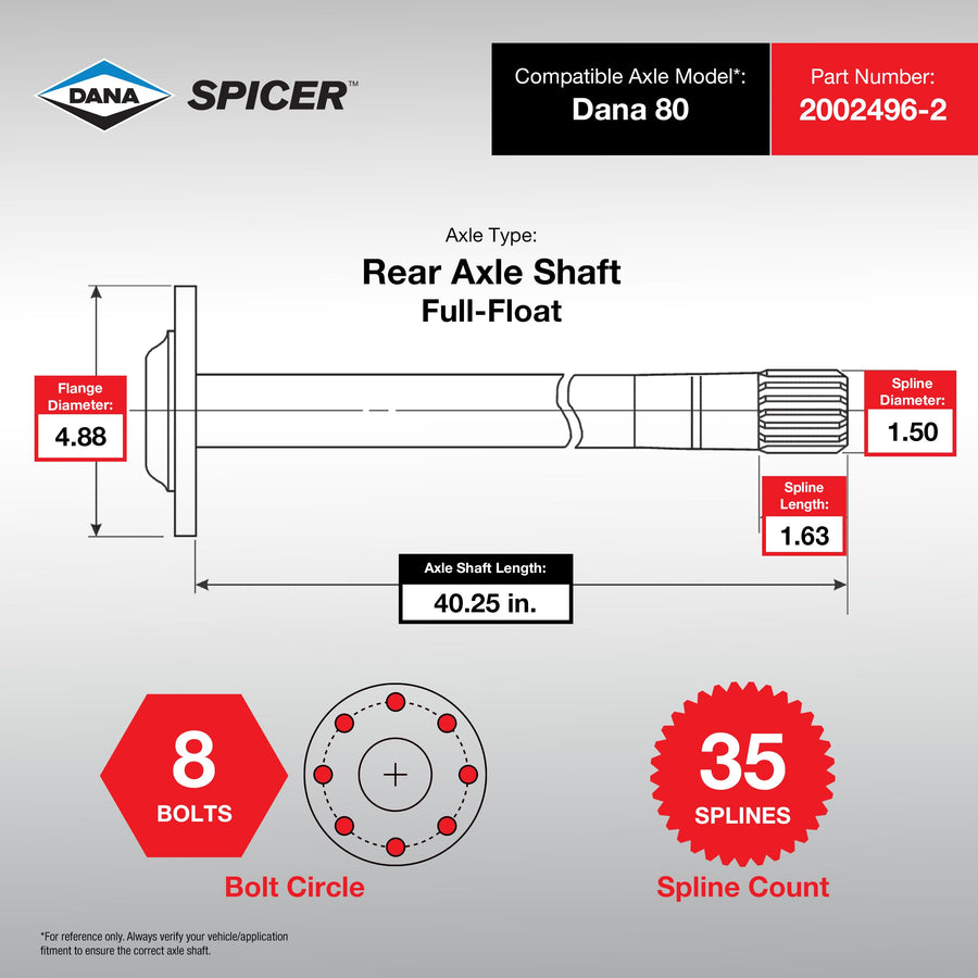 Rear Spicer 2002496-2 Axle Shaft