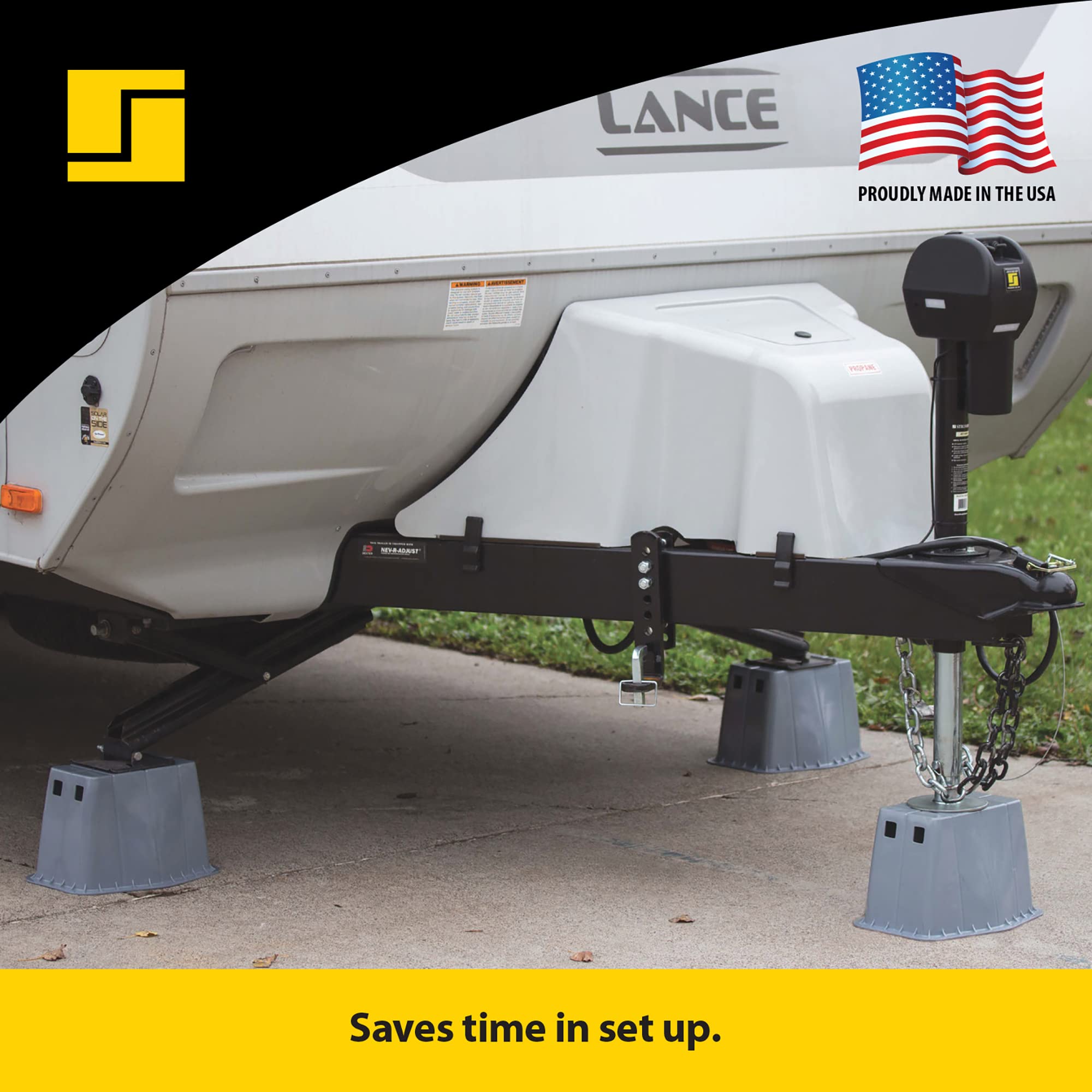 Stromberg Carlson Peak JBP-813.5 Base Pad - Trailer Jack Block – RV Pads – Travel Trailer Accessories – Tongue Jack Base – Leveling Block – Camper Accessories for RV Platform (5 Pack, Gray)