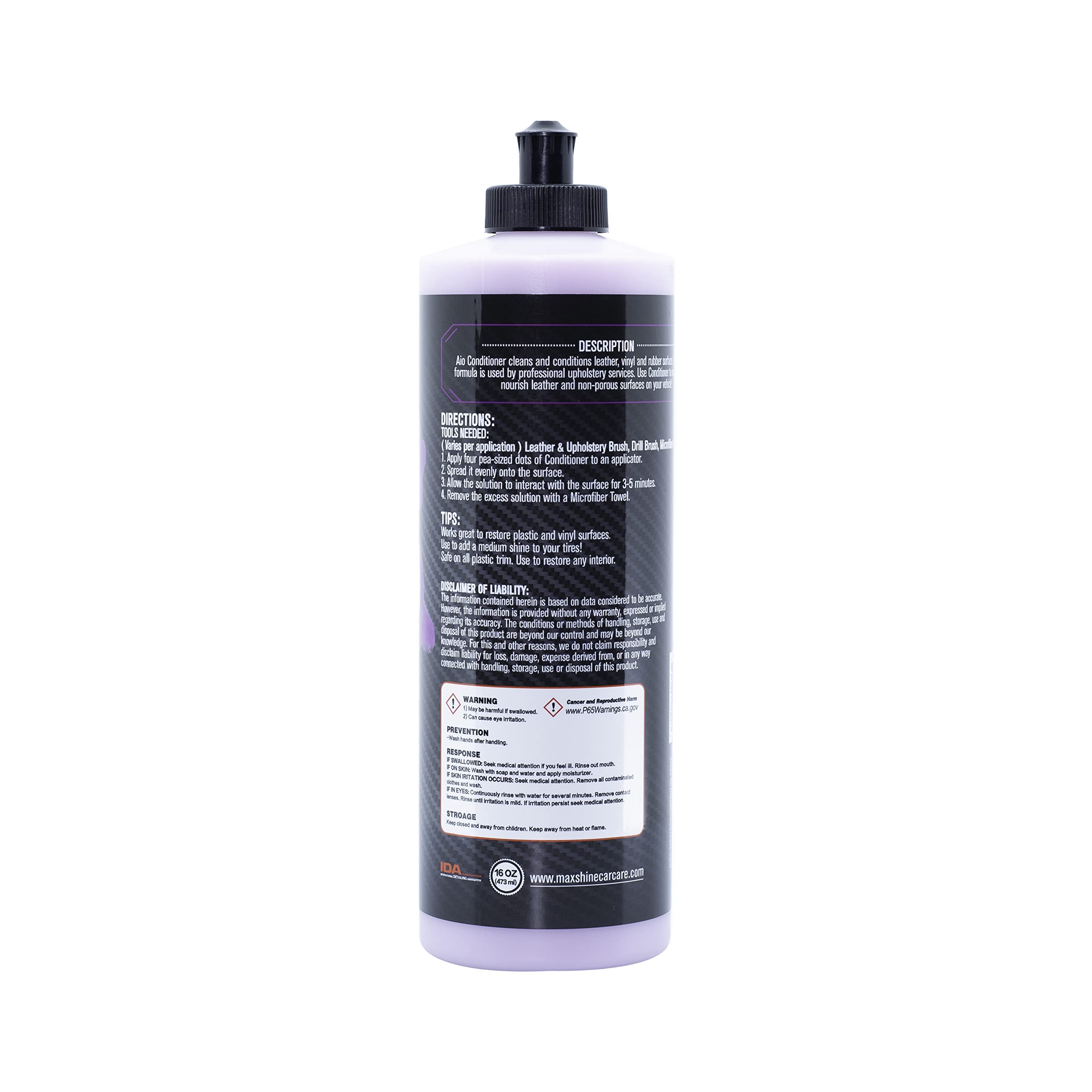 Maxshine All-in-One 16oz Premium Leather Conditioner & Cleaner – Detailing Solution for Car Seats, Sofas, Chairs & More – Safe for Leather, Vinyl & Plastic Surfaces